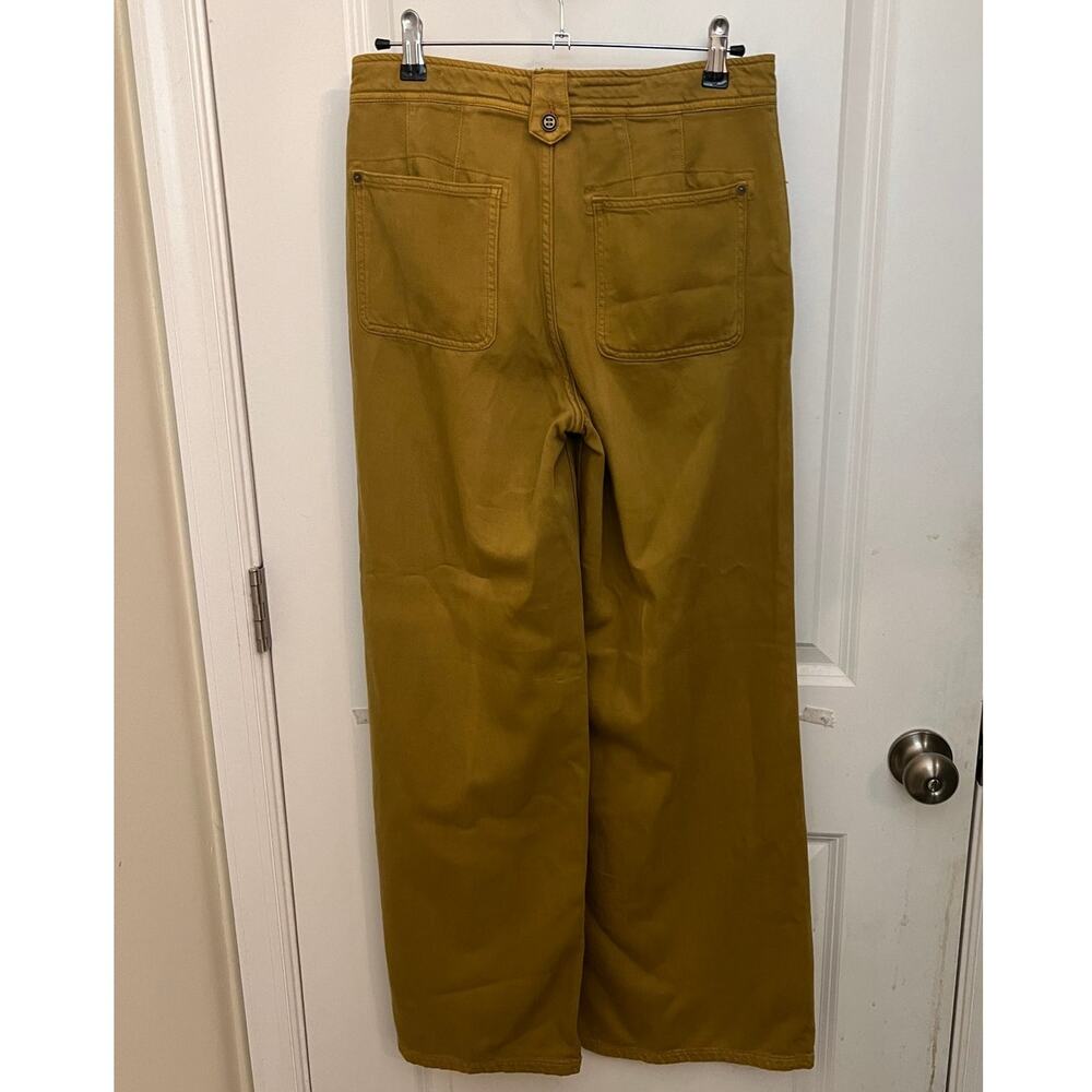 Pilcro Low-Rise Wide Leg Column Pants 27 mustard yellow Boho chic 70's Preppy - Picture 4 of 10